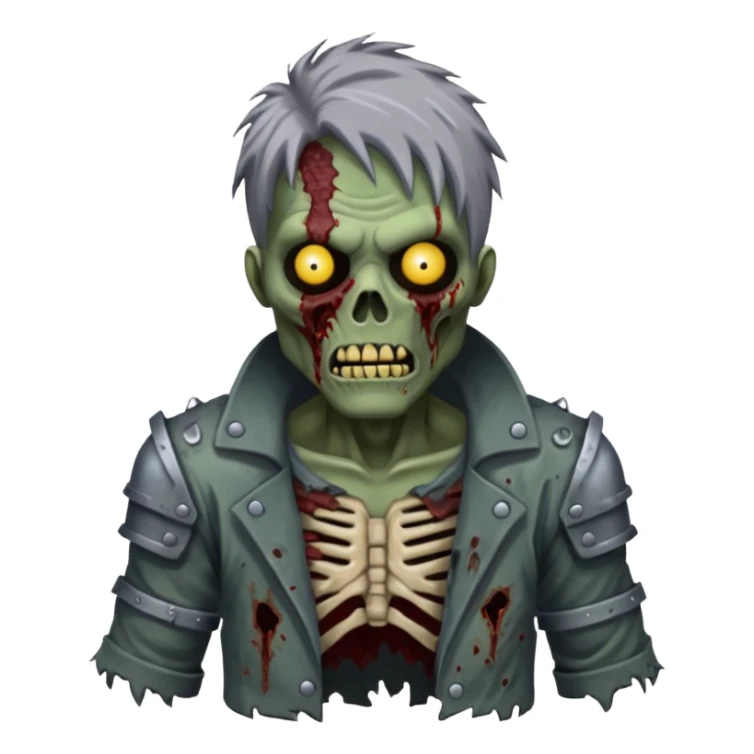 armoured zombie with hair sticker