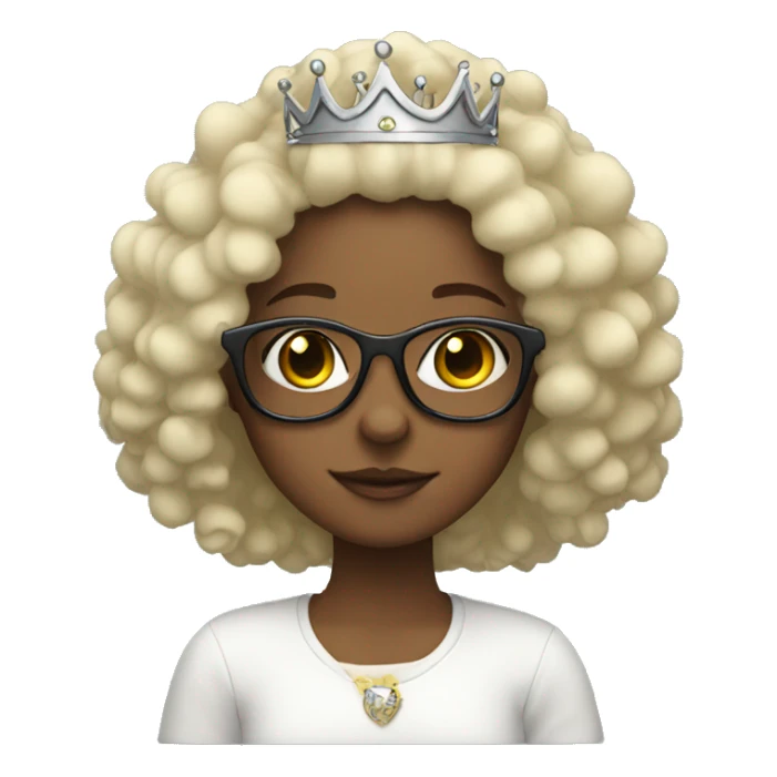 Girl with glasses, white, curly hair in a crown   sticker