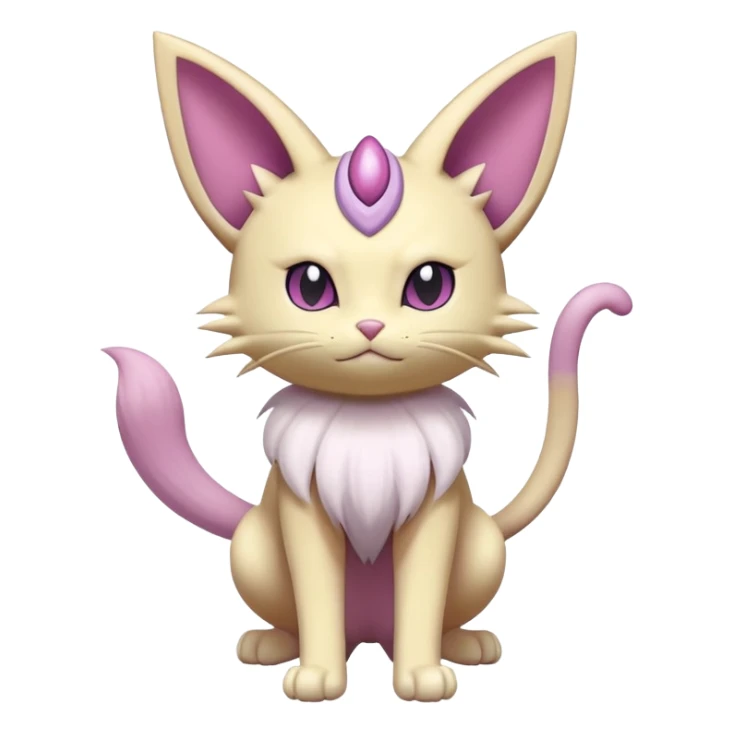 Meowth-Espeon-Skitty-Pokémon-Fakémon-hybrid-creature (full body) sticker