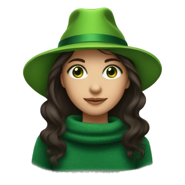 green-eyed brunette in a New Year's hat sticker