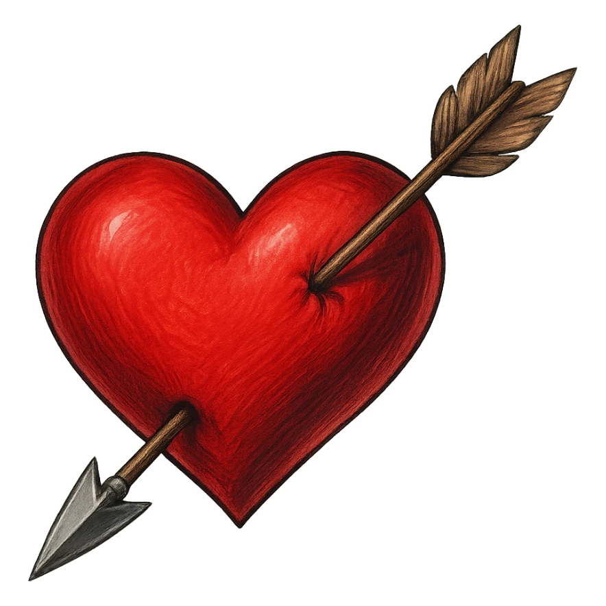 cupid's arrow through a heart, no background sticker