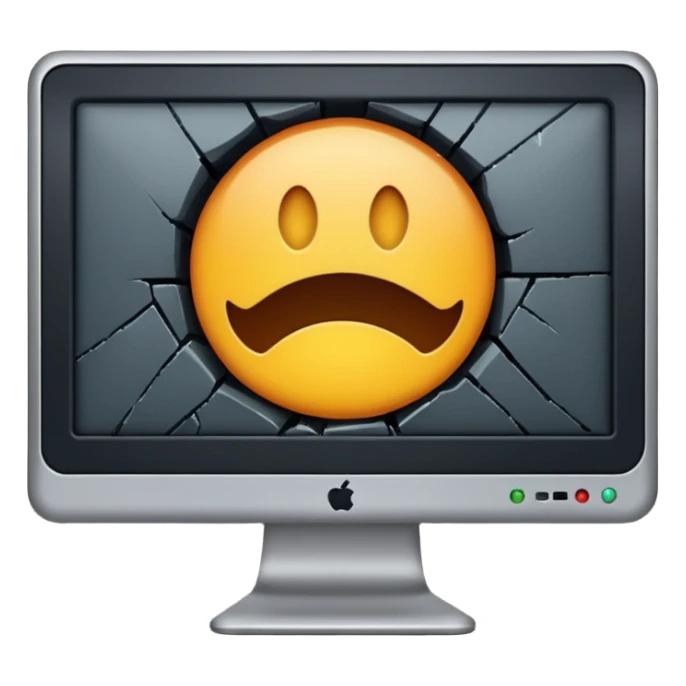 Broken computer monitor with no face  sticker