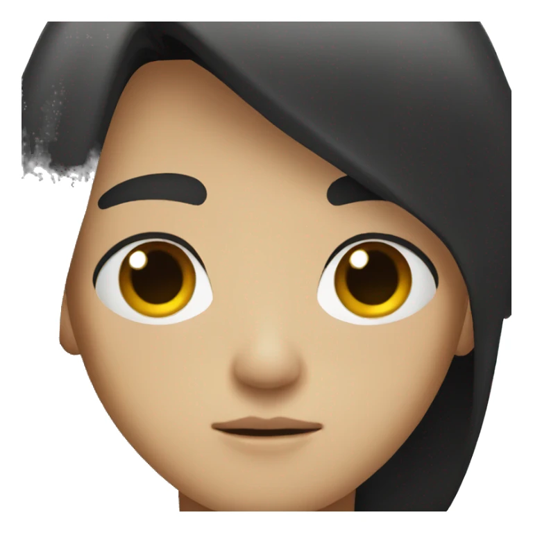 Long black hair teenager boy serious face sticker