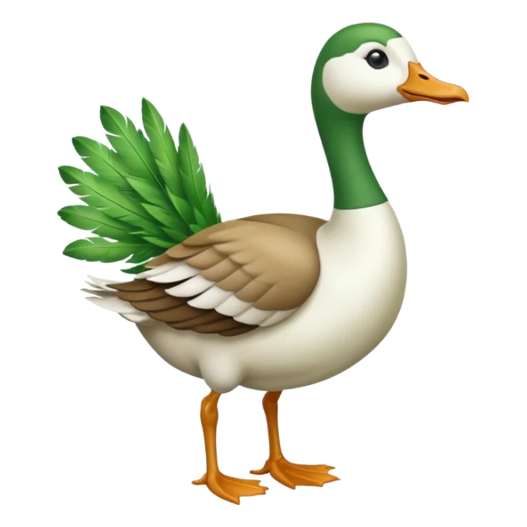 "Emoji of a running goose with a very long neck and two legs. 🪿 is the reference. The goose looks like a white goose dyed green, not a duck." sticker
