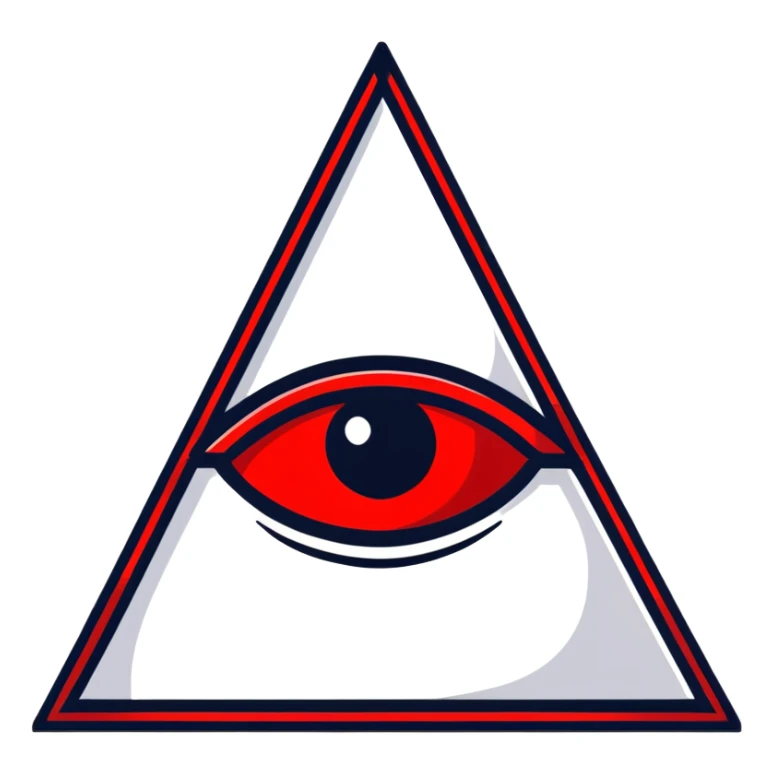 Illuminati triangle symbol with eye in center, black and red color scheme sticker