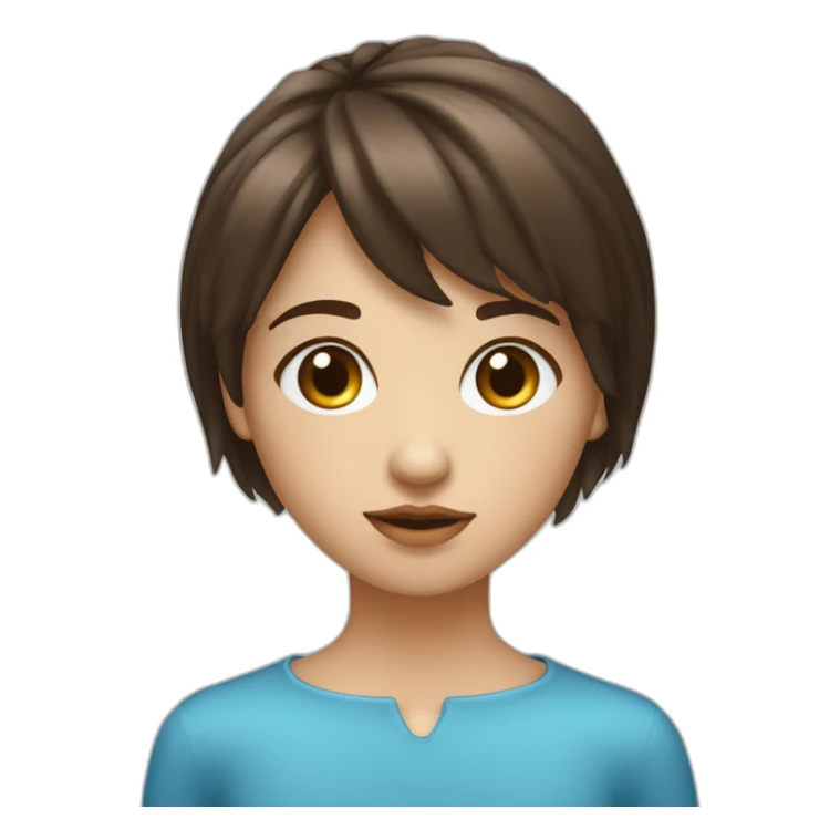 Fille aux yeux bleu brune avec une frange cheuveux long sticker