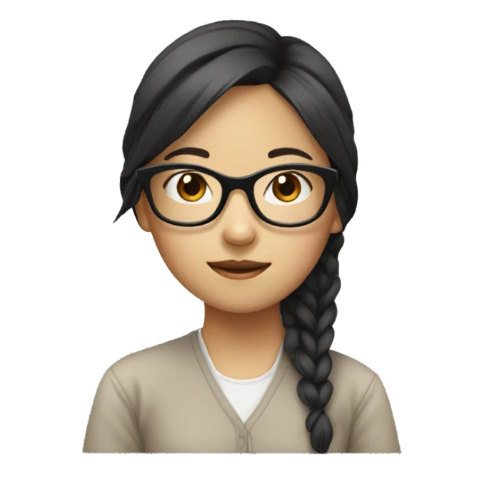 Asian girl with glasses  sticker