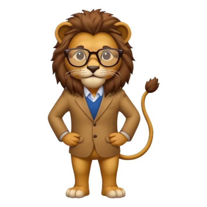full body of lion wear glasses sticker