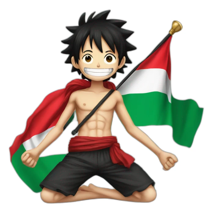 Luffy raises the flag of Palestine sticker