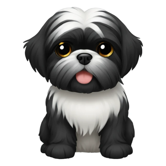 Black shih tzu hugging emoji like “🤗” sticker