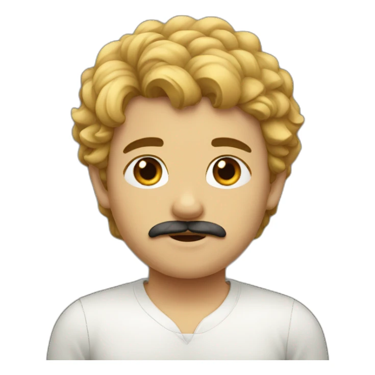 A boy with dark eyes,hair and mustache sticker