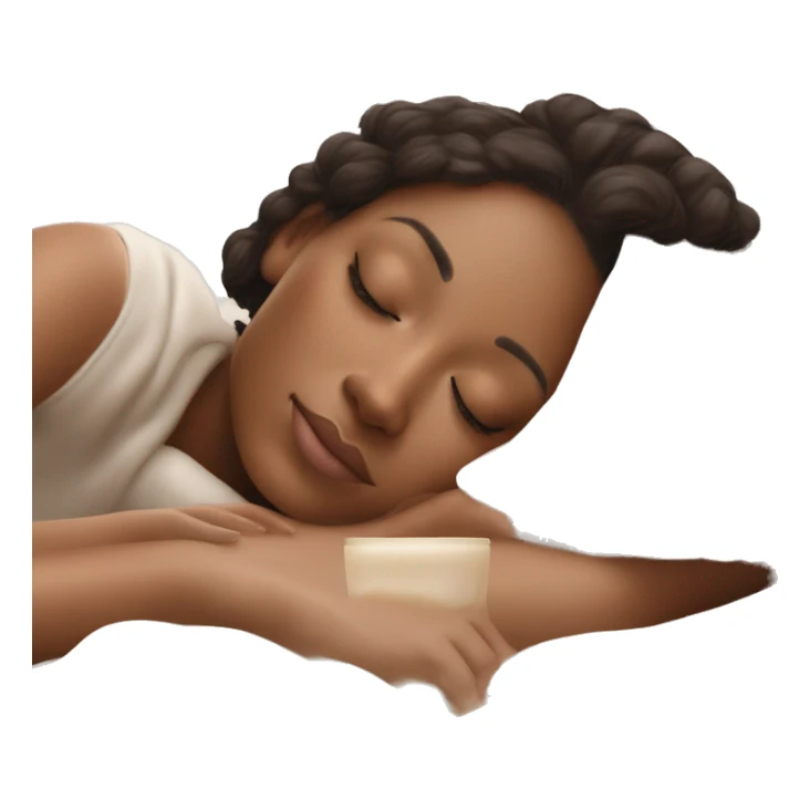 pretty light skinned brunette girl sleeping with cream coloured moisturiser on her face soft textures sticker