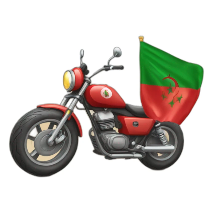 quelqu'un sur une moto avec le drapeau du Maroc derrière sticker