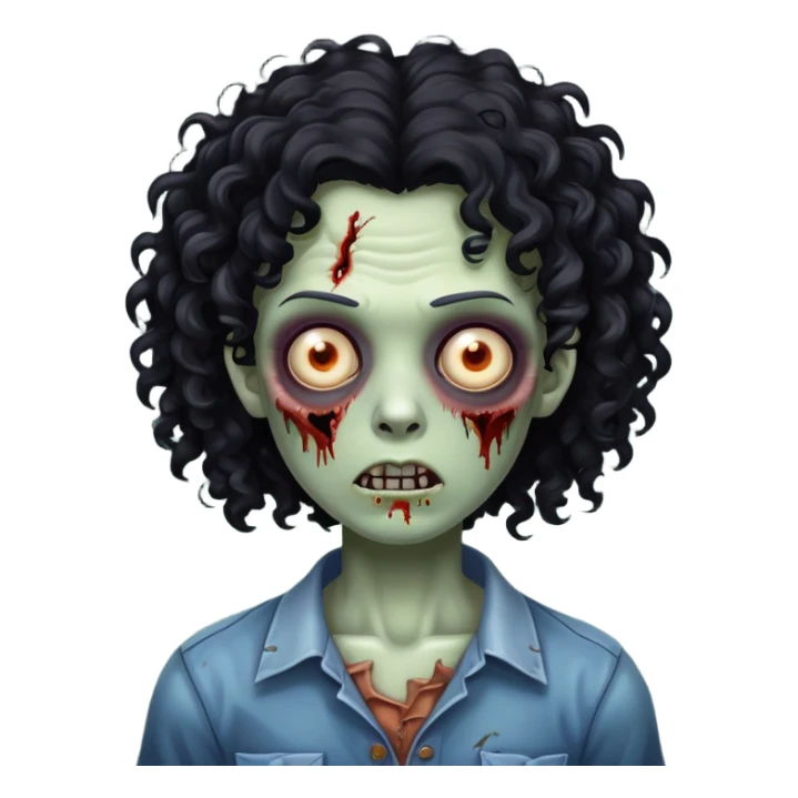 Zombie de cabelos cacheados pretos sticker