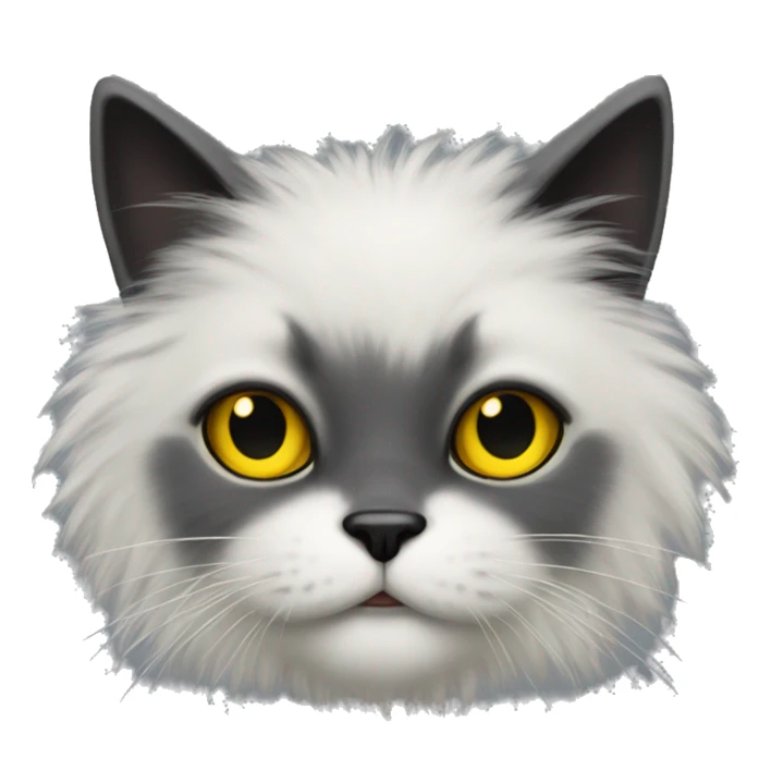 black fluffy cat with yellow eyes and a black nose  sticker