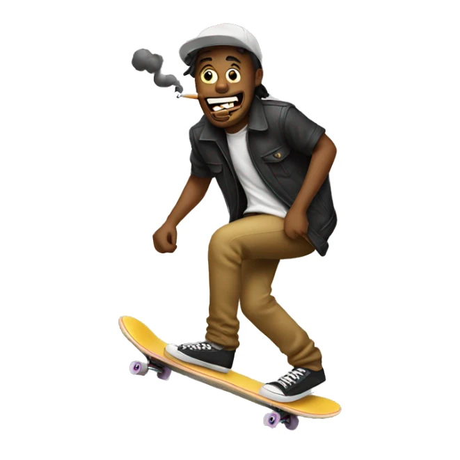 Guys riding skateboard with cigarette in mouth sticker