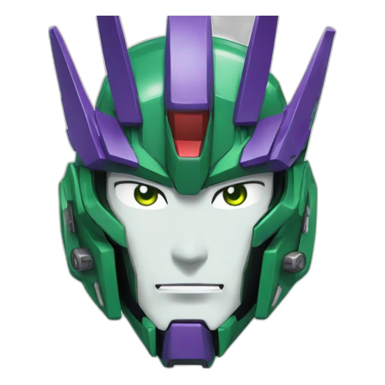 purple and green freedom gundam mecha face sticker