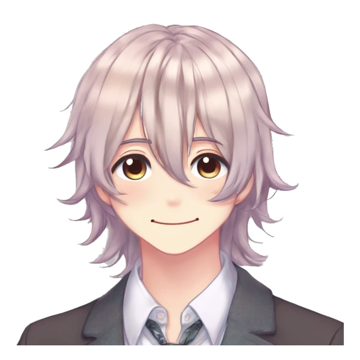 Gorgeous romantic hot attractive anime style modern gentlemanly anime shojo guy with long pretty lustrous hair and colorful eyes and blushing face aesthetic trending style  pastelcore cottagecore kawaiicore sticker