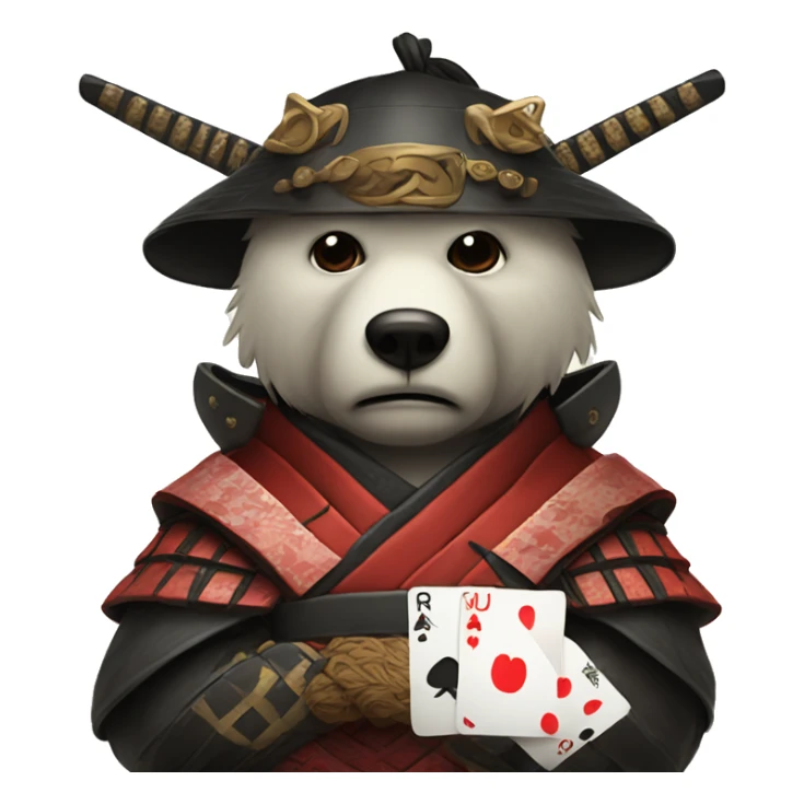 sad samurai bears head with tears coz he lost in poker with 2 ACes sticker