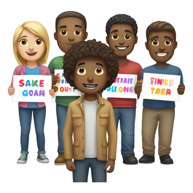 group of people standing holding placards sticker