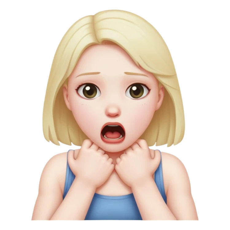 a girl choking her self with both arms sticker