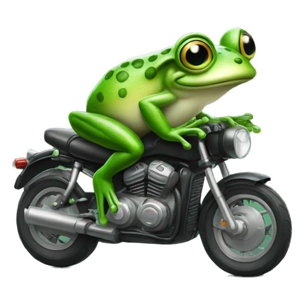 Frog with green eyes and spectacles on motorbike sticker