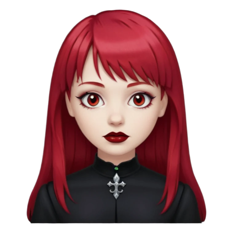 White girl with red hair, bangs and gothic  sticker