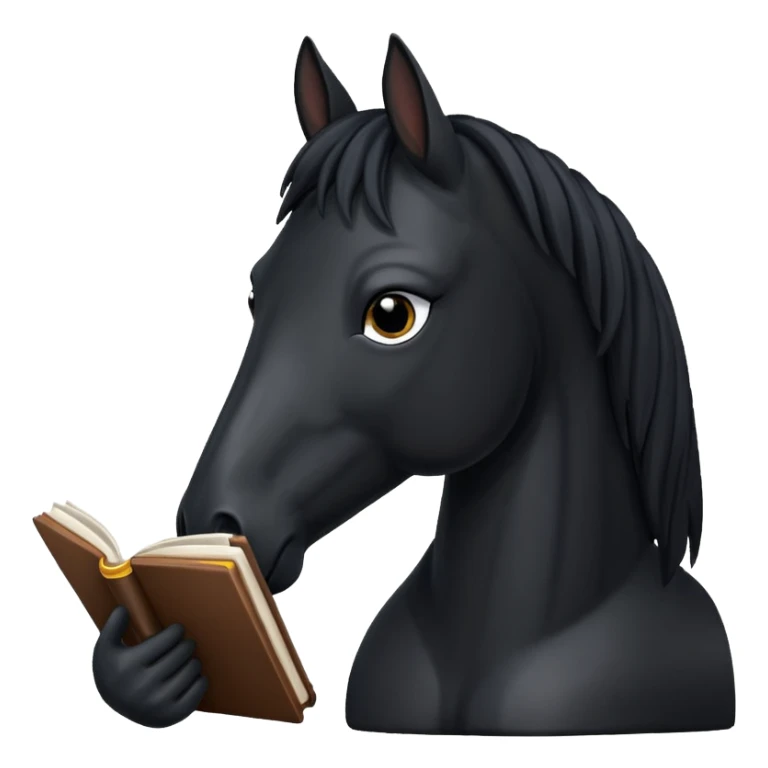 black horse with book sticker