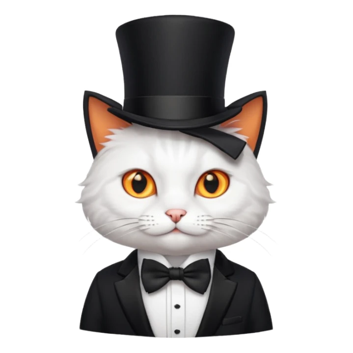 Um gato com gravata borboleta e usando uma Cartola sticker