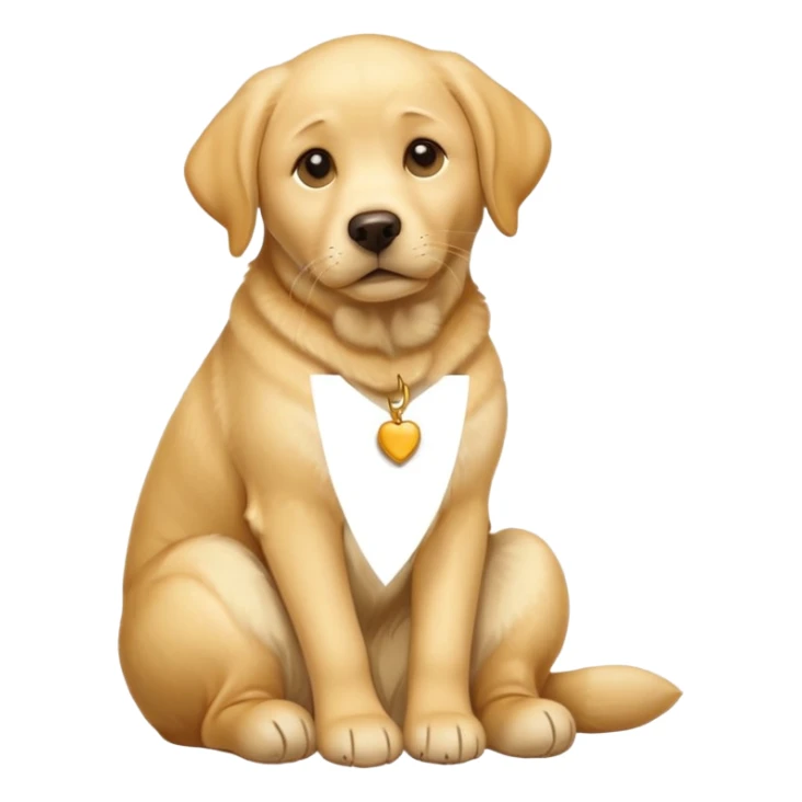 yellow labrador retriever sitting, paw on chin, thoughtful expression, emoji style sticker