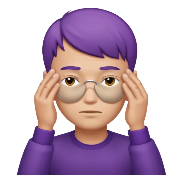 men with purple short hair, hair cover eyes sticker