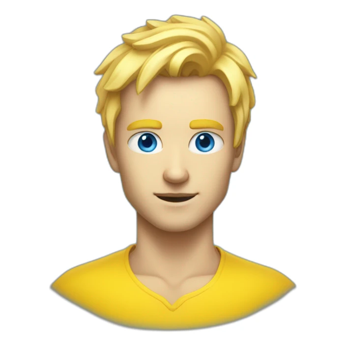 a man blond hair, blue eyes, spreading a yellow aura around hil sticker