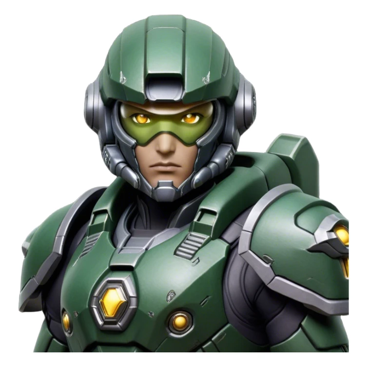 Cinematic Realistic StarCraft Terran Marine Portrait, depicted with rugged determination and futuristic military precision. Clad in advanced, intricately detailed tactical armor in consistent dark green and grey hues, his steely eyes and determined features exude unwavering resolve. Rendered with lifelike texture and dynamic, high-contrast lighting, high shine, noble and disciplined, capturing the essence of a legendary Terran Marine poised for interstellar battle. sticker