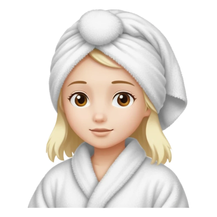 clean girl with towel on head and wearing fluffy robe sticker