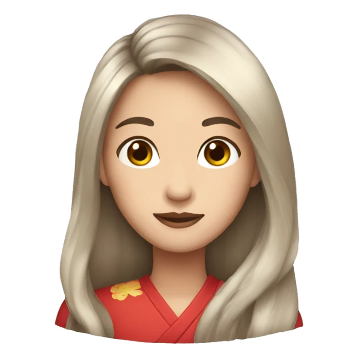 chinese woman, long hair, confident look sticker
