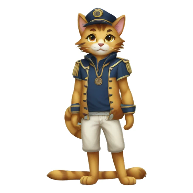 Anthro Fur-Sona feline-Fakémon with a Mariner’s-cap Full Body sticker