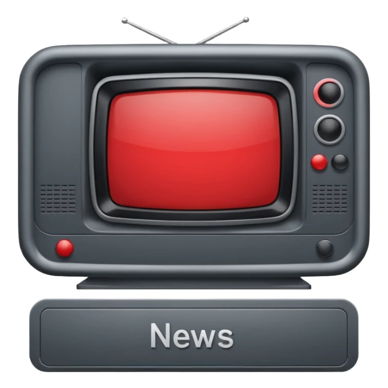 Create a baseboard to display the news headline and the interviewee's name, in a television style, using dark gray and red. In one corner, include a rounded space for the media outlet's logo. sticker