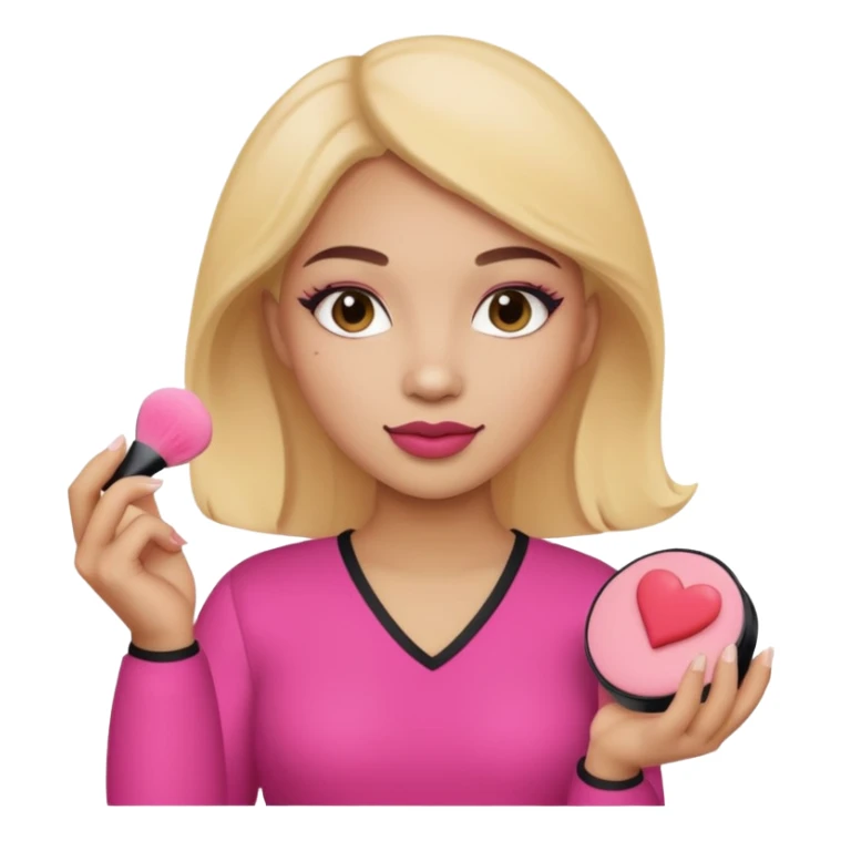 Light skin female holding makeup blush sponge in left hand  sticker