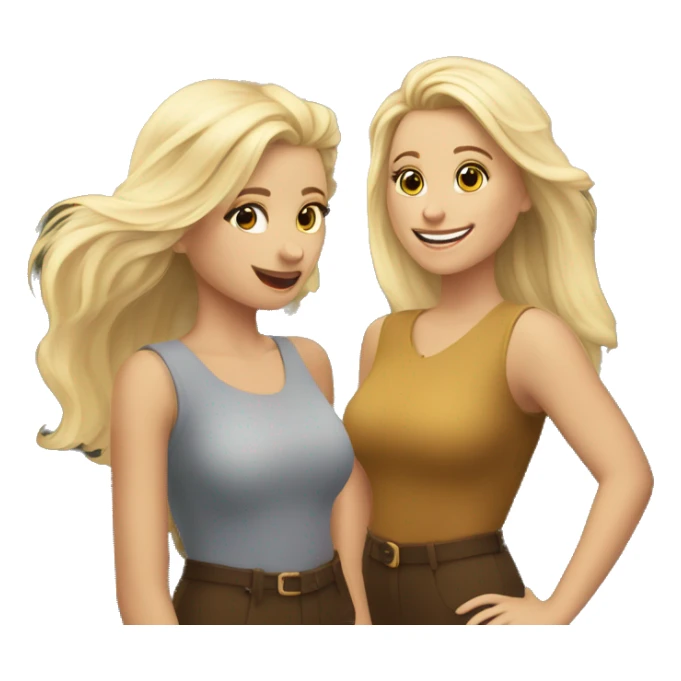 Three women, two blonde, one brunet lookinng  at the tower smiling and hapy sticker