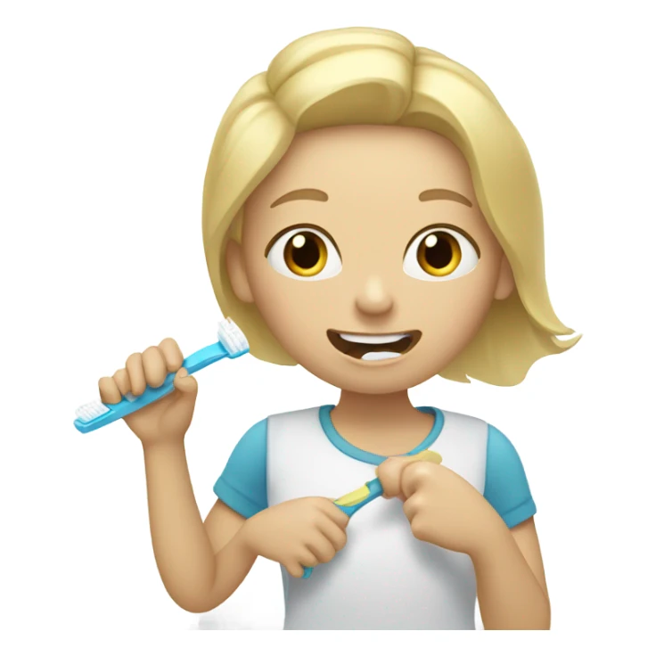 Blonde girl with blonde mother, brushing their teeth sticker
