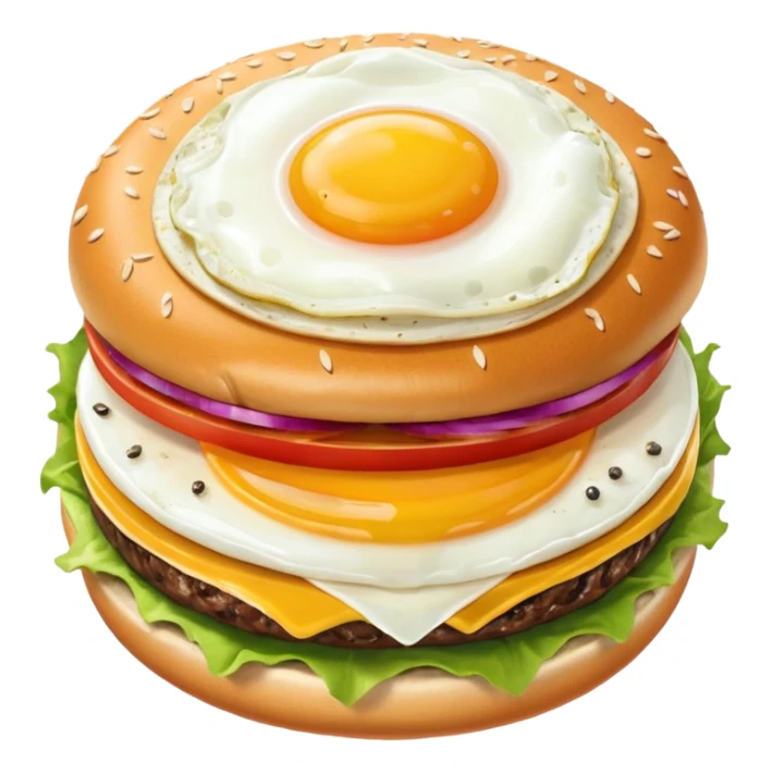 Burger with double smash meat, onion, eggs Fried Sunny Side Up sticker