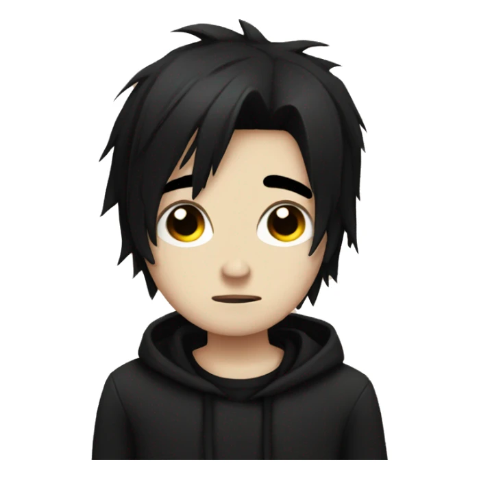 Emo boy with black hair sad and tear  sticker