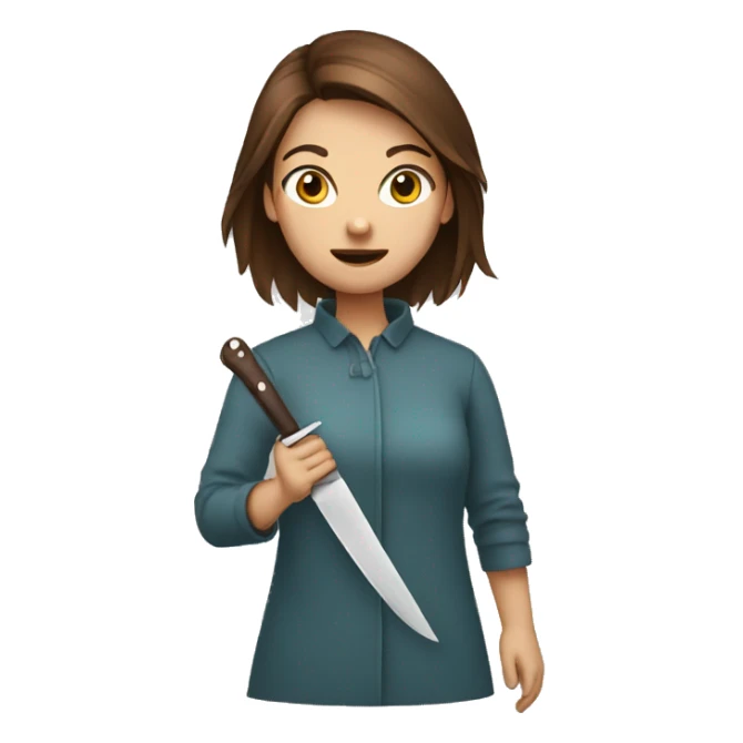 brown hair girl holding knife emoji sticker