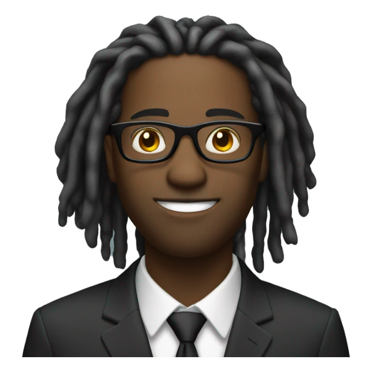 black male with suit with dreadlocks with glasses sticker