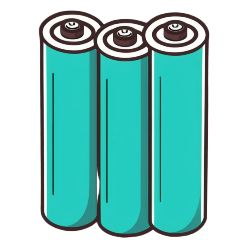 Two dead batteries stacked on top of each other, depleted, empty power sticker