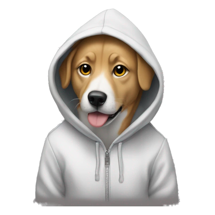 dog wearing a hoodie that says whitefox sticker