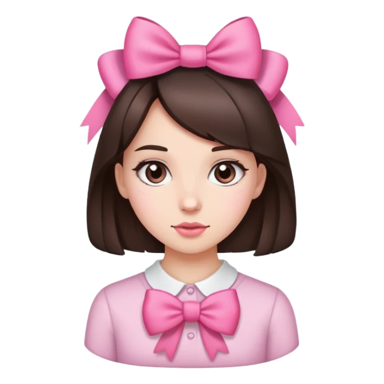 brunette girl with pink bow sticker