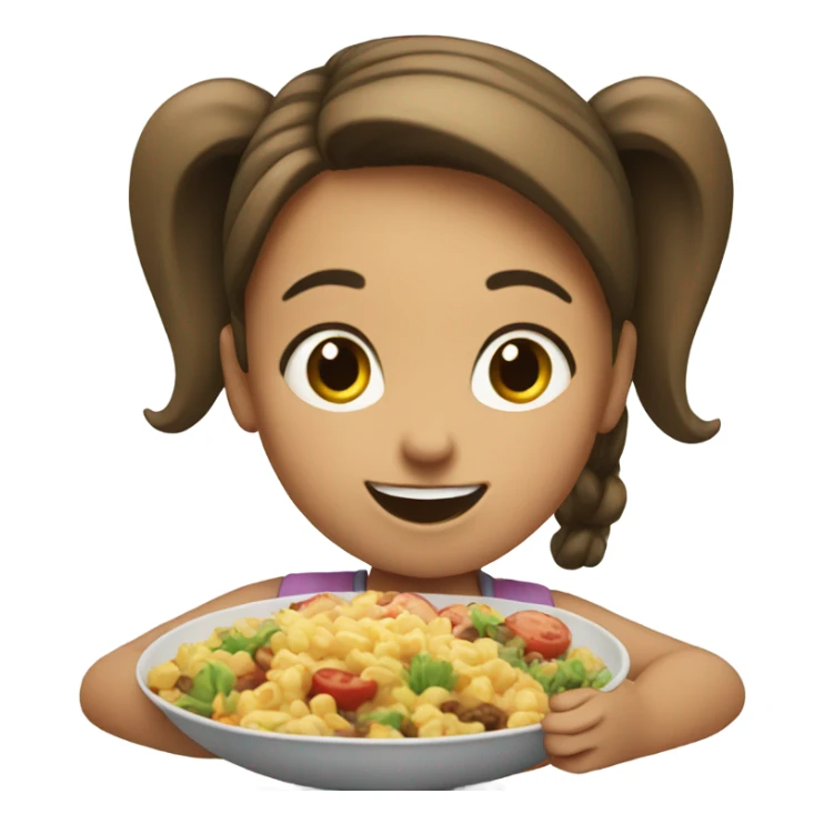 girl in ponytail enjoying meal indoors sticker