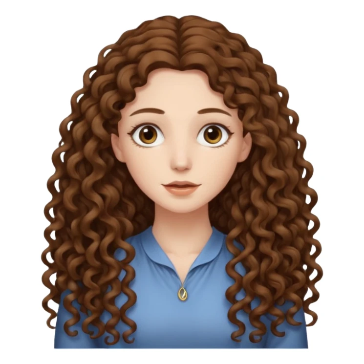 pale woman with brown curly very long hair, middle part. the hair is very very very very very very long, so long, you can't see the ends sticker