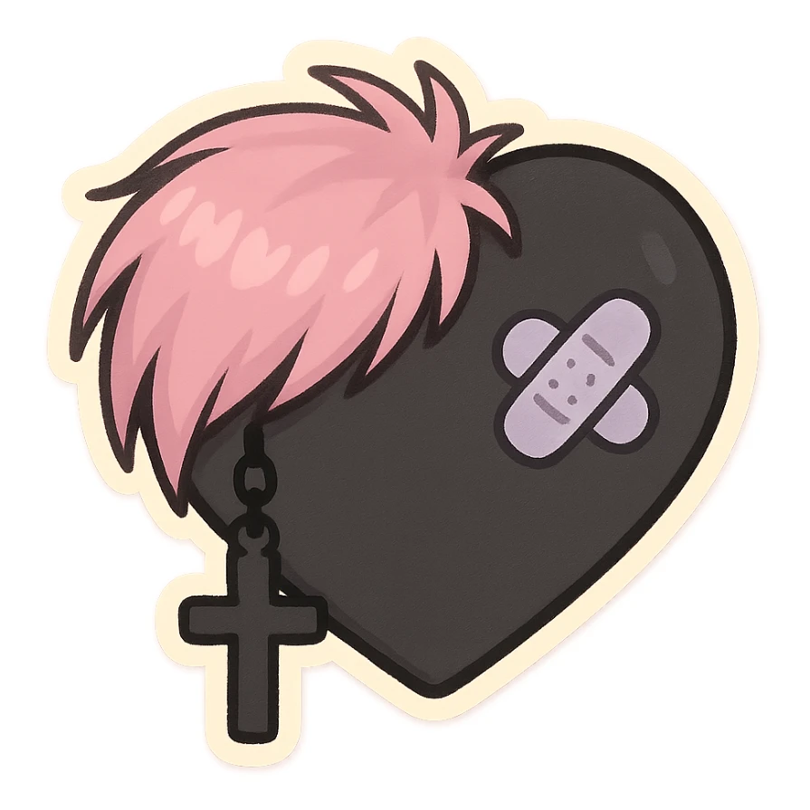 pastel emo black object   sticker